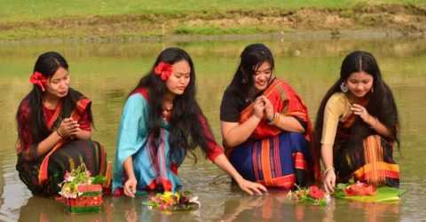 ফুল বিজুর মধ্য দিয়ে শুরু হলো বাঘাইছড়িতে বিজু উদযাপন