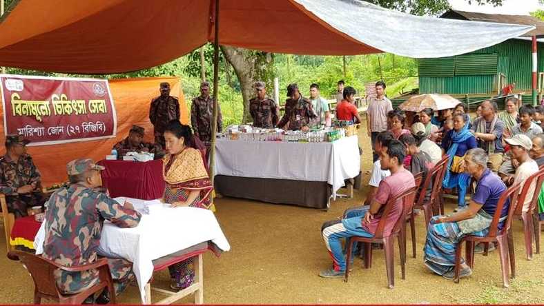 দুর্গম পাহাড়ি এলাকায় মারিশ্যা ব্যাটালিয়ন (২৭ বিজিবি) কতৃক চিকিৎসা সেবা প্রদান